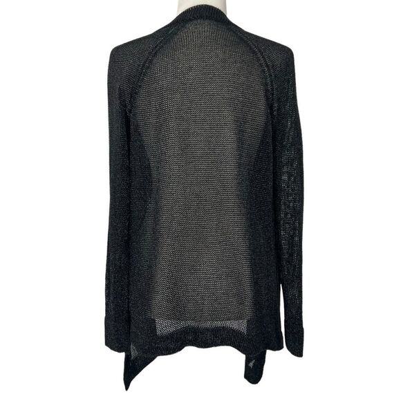 Vince Black Metallic Thread Open Front Cardigan Xsmall Mesh Waterfall Sweater - Picture 8 of 15